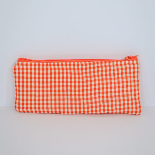 IMG_6100 Pencil Pouch in Orange Gingham