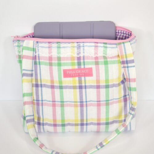 IMG_6150 Quilted Tablet Tote in Pastel Plaid