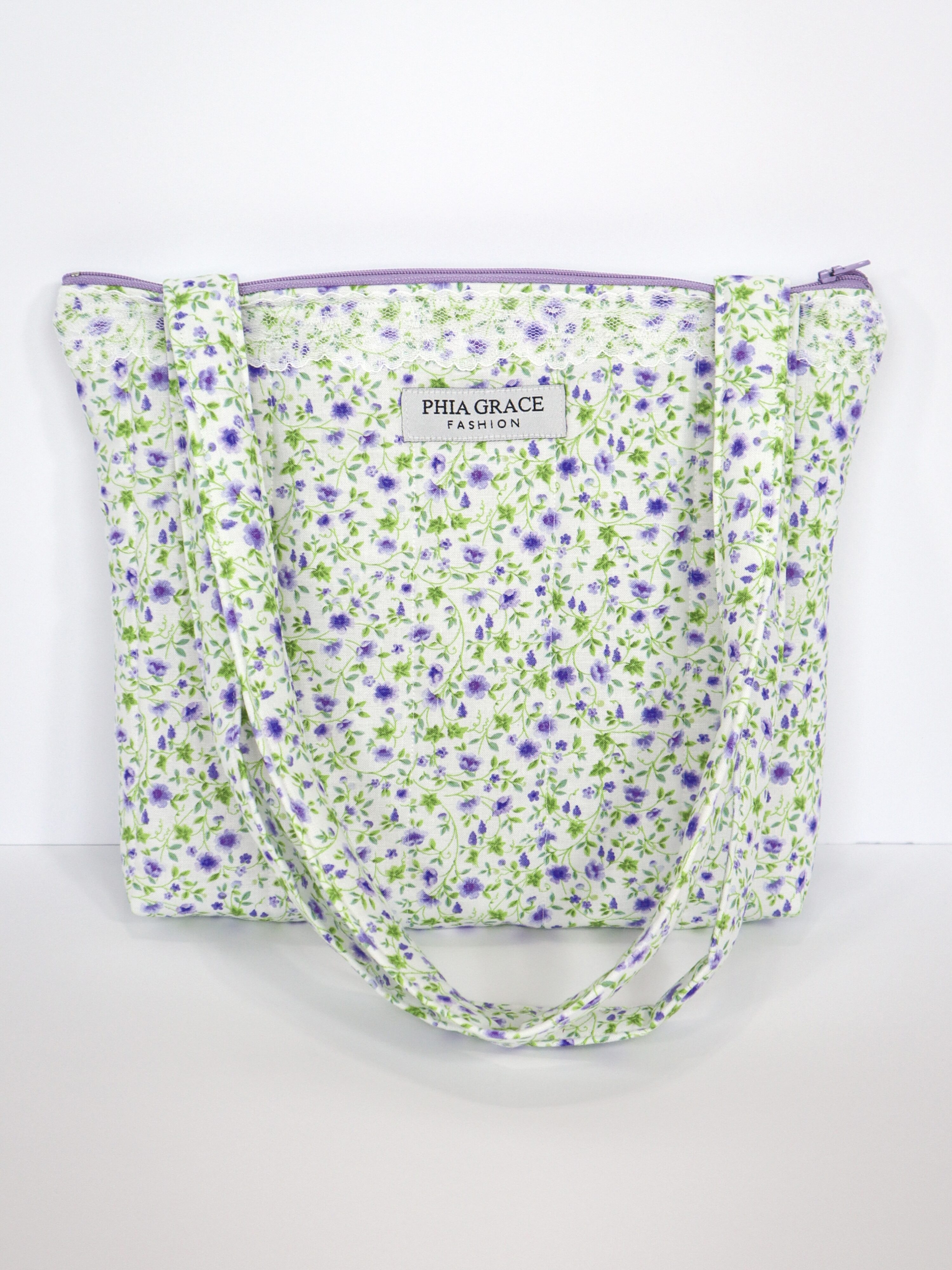 IMG_6152 Quilted Tablet Tote in Purple Floral