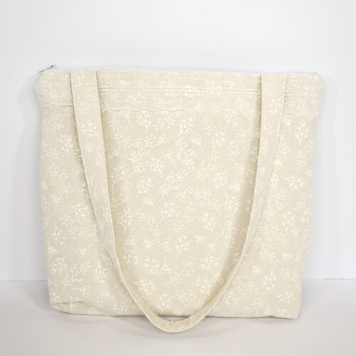 IMG_6156 Interfaced Tablet Tote in White and Cream Floral