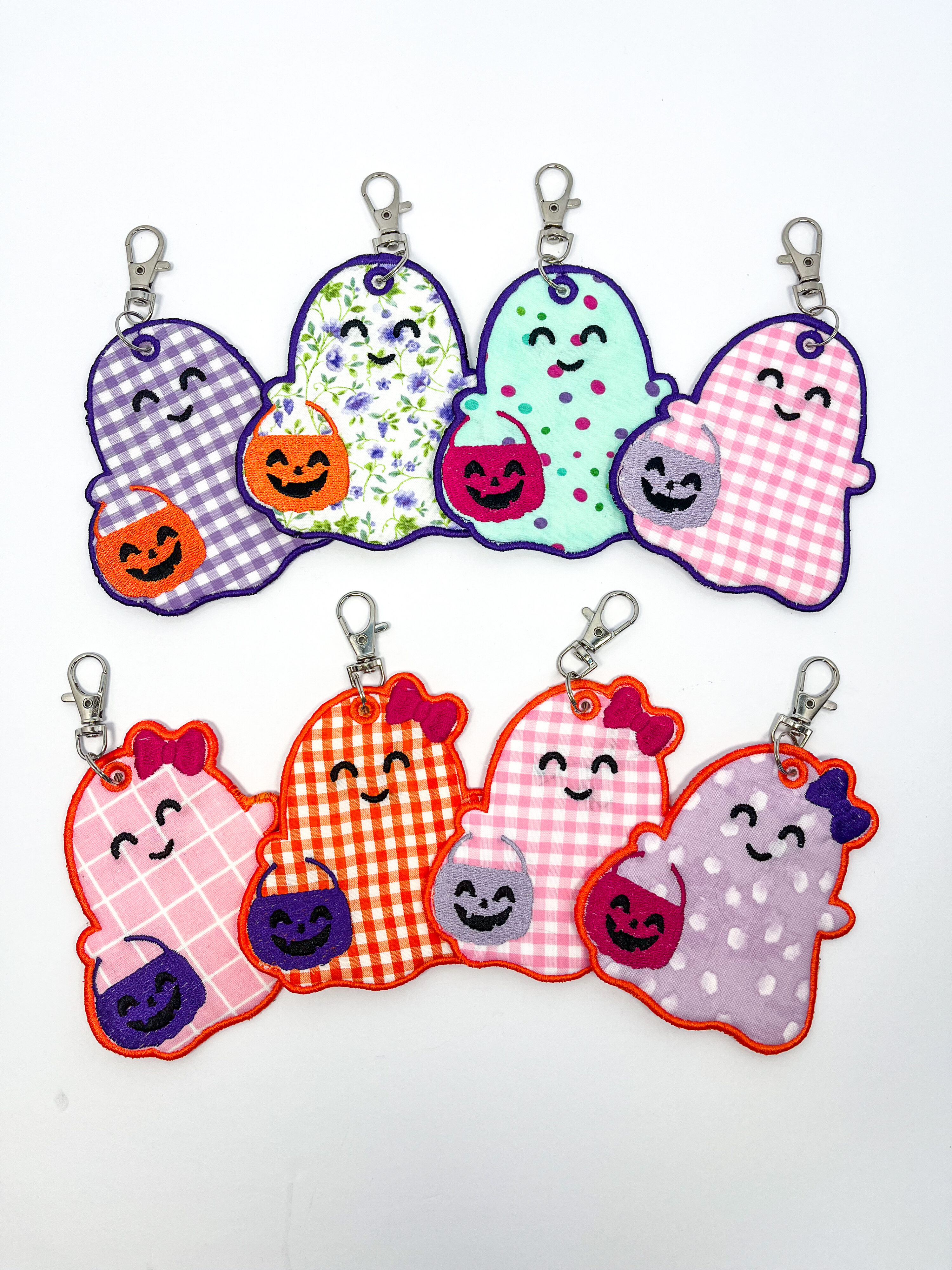 IMG_9486 Embroidered Ghost Keychain With Bow